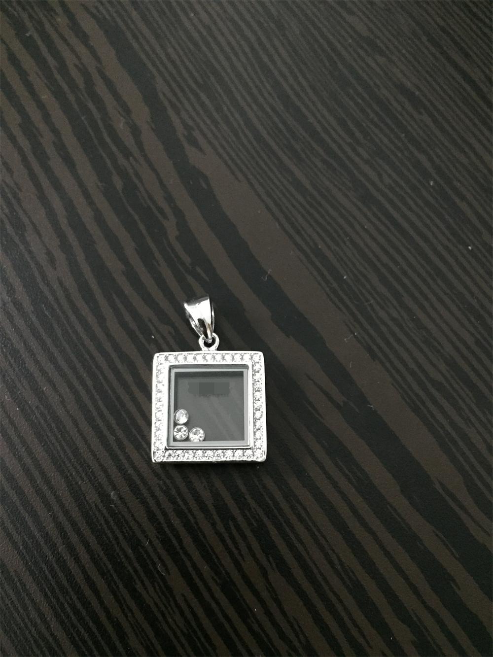 

luxurybrand real 925 Sterling Silver High quality crystal CZ Diamonds PENDANT necklace for women happy square diamond classic PENDANT