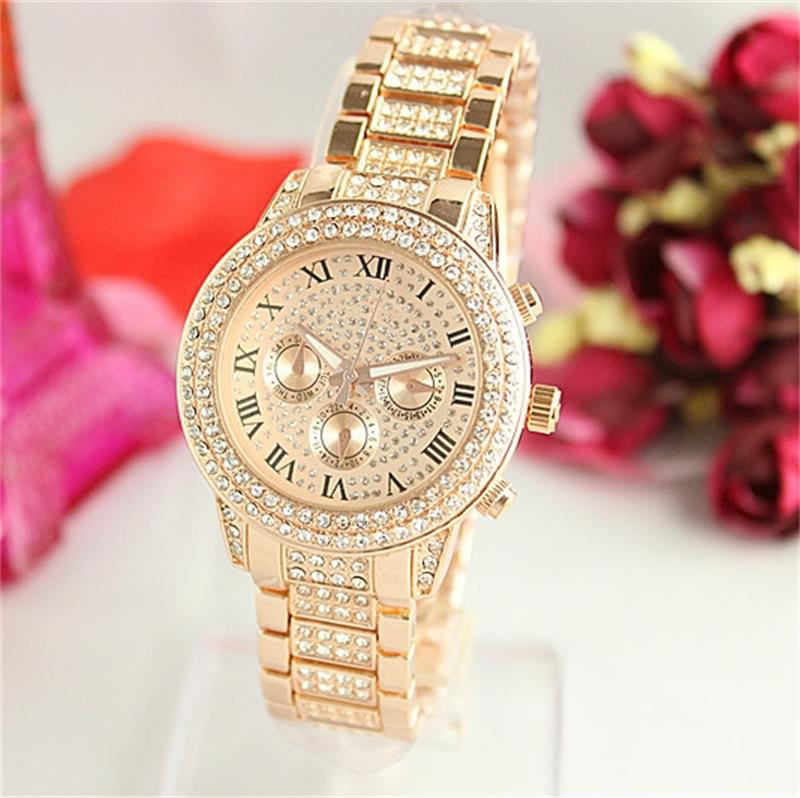 

High Quality Quartz Watches Roman Numerals Luxury Watches Bling Diamond Watches for Men Women Fashion Gold Wristwatches