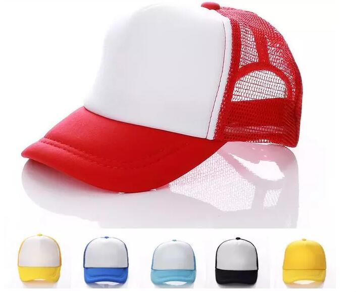 

Children Summer Blank Baseball Caps Boy Girl Summer Plain Sun Hat Kid Advertisement Mesh Trucker Cap