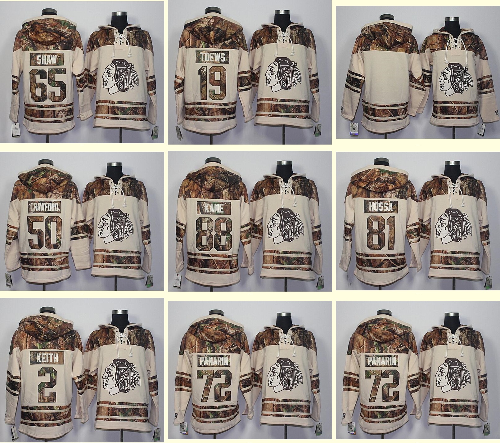 Hommes 50 Corey Crawford 65 Andrew Shaw 19 Jonathan Toews 88 Patrick Kane 81 Marian Hossa 2 Duncan Keith 72 Chandails de hockey sur glace Panarin