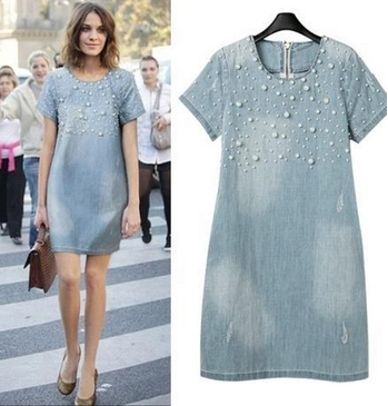 women's plus size blue jean dresses