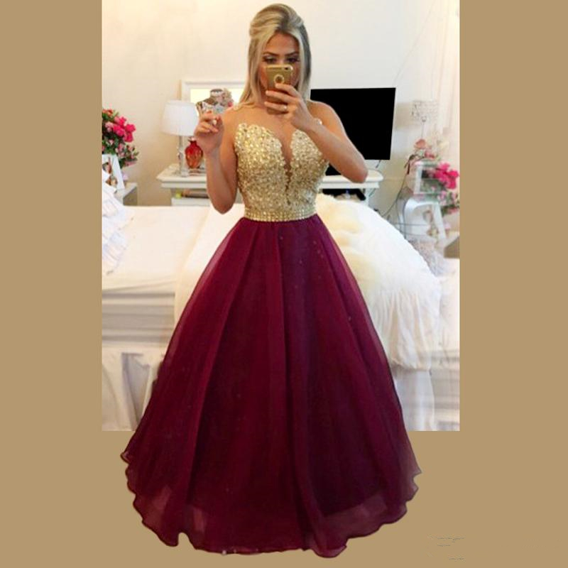 Hot Sale Gorgeous Sexy See Through Backlass Burgundry Organza Long Prom Dresses Vestido De Festa Cheap Evening Gowns Free Shipping