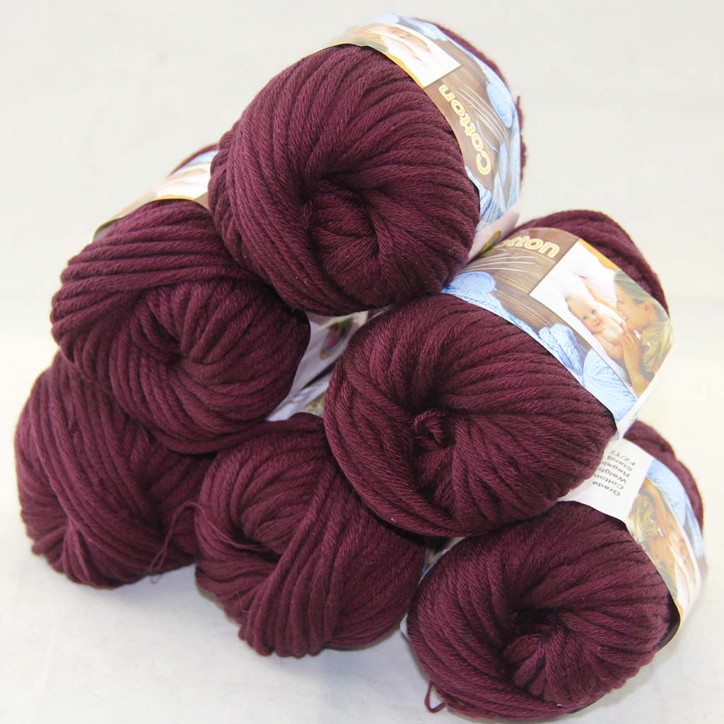 

LOT of 6 BallsX50g Special Thick Worsted 100% Cotton Knitting Yarn Burgundy 2226