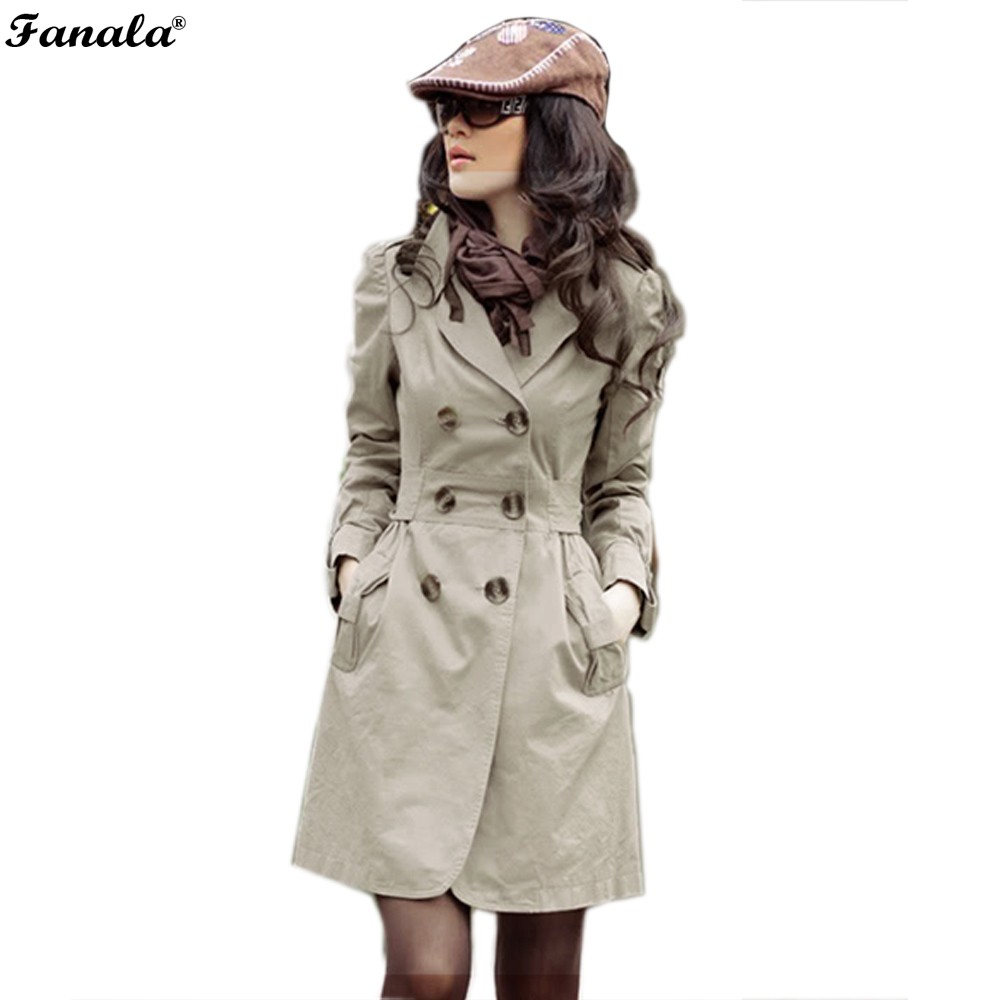 

Wholesale- 2017 Spring Autumn Coat Solid Long Open Stitch Trench Double-breasted Coat for Women Fashion Gabardina Trench belt Female #30, Brown