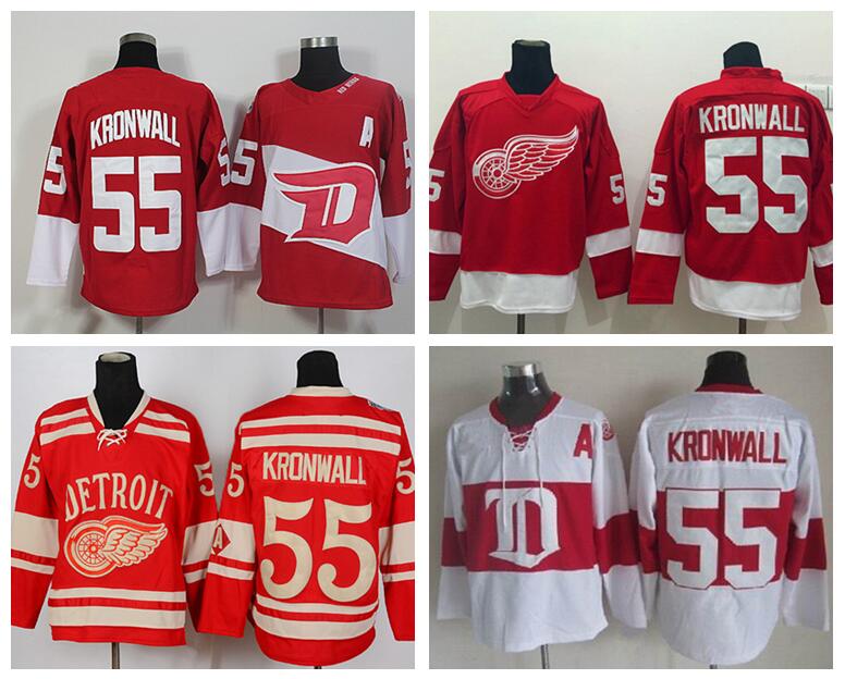 

55 Niklas Kronwall Ice Hockey Jerseys Detroit Red Wings Stadium Series Winter Classic Vintage Home Red Road Away White, Winter classic red