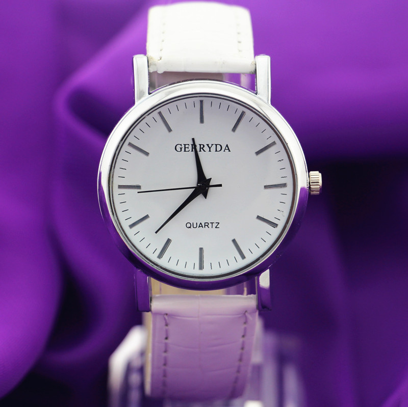 

Free shipping!Hot selling!PVC leather band,silver plating round case,simple dial,Gerryda fashion unisex quartz battery leather watches, Mix(leave message)