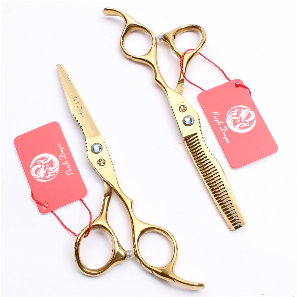 

Z1011 6" 17.5cm 440C Purple Dragon Golden High Quality Professional Human Hair Scissors Cutting Thinning Shears Barbers' Hairdressing Shears