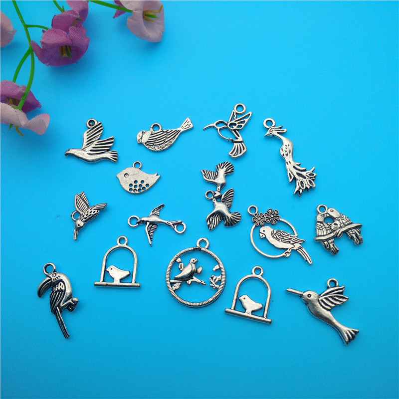 

Mixed Tibetan Silver Animal Parrot Bird Phoenix Hummingbird Pigeon Charms Pendants For Jewelry Making Findings Bracelets Handmade CraftsGift