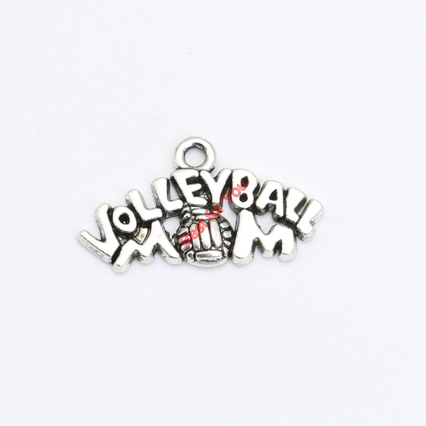 

Antique Silver Plated I love Volleyball Charms Pendant Bracelet Necklace Jewelry Making DIY Handmade 14x23mm