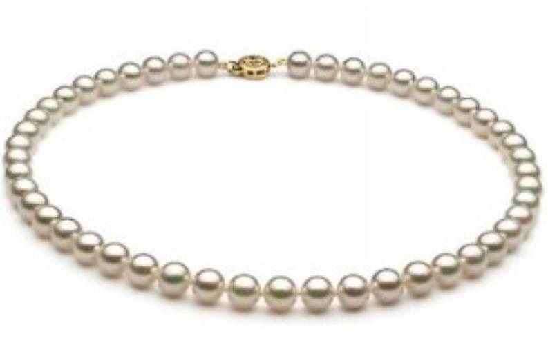 

Charming natural 8-9mm white AKoya pearl necklace 18inch 14k gold clasp, Silver