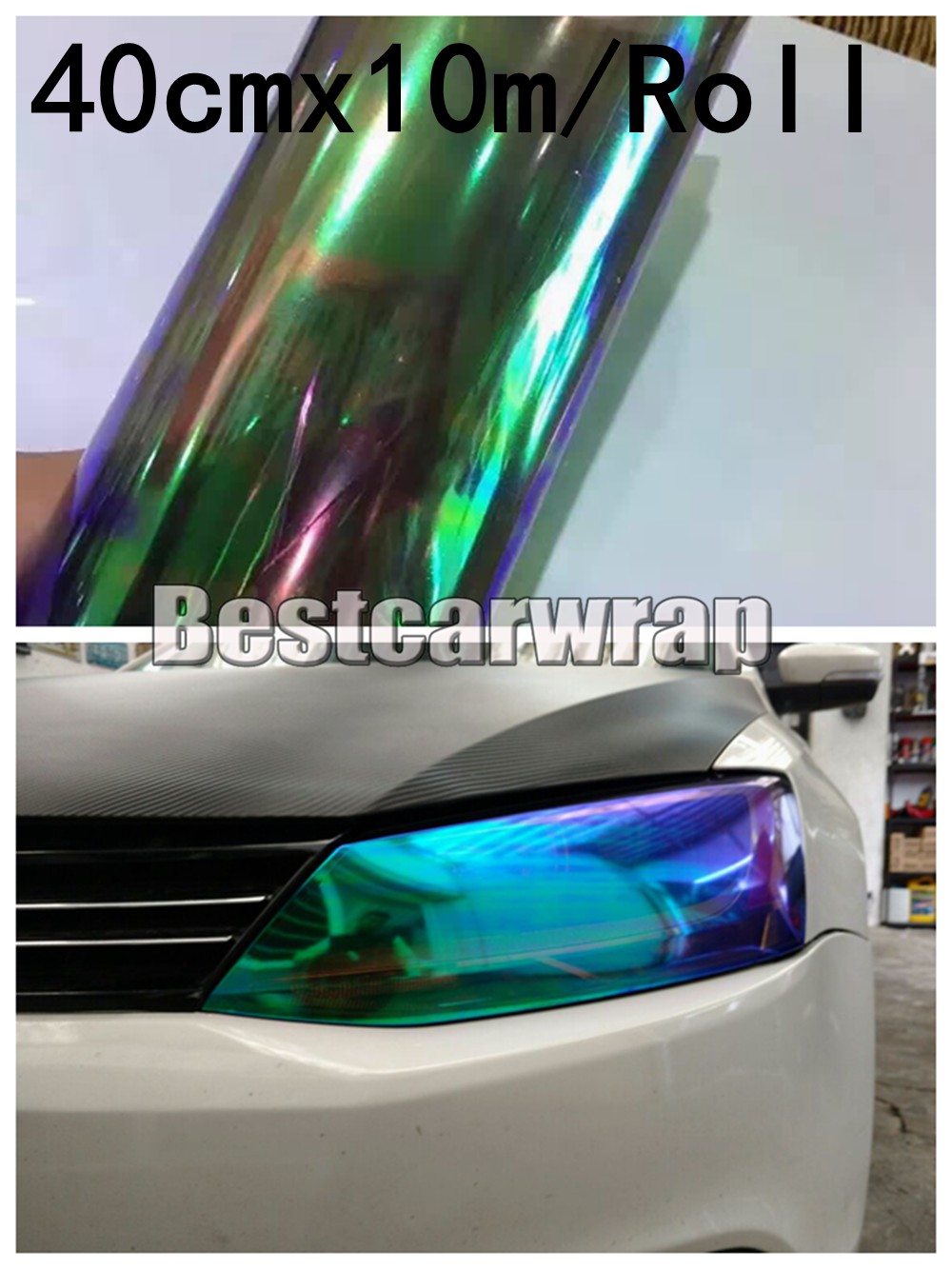 

10 roll / Lot 40cmx10m Light smoke Chameleon headlights tint Car / Motorbike Headlight Rear Lamp Tinting Film Viny Foil