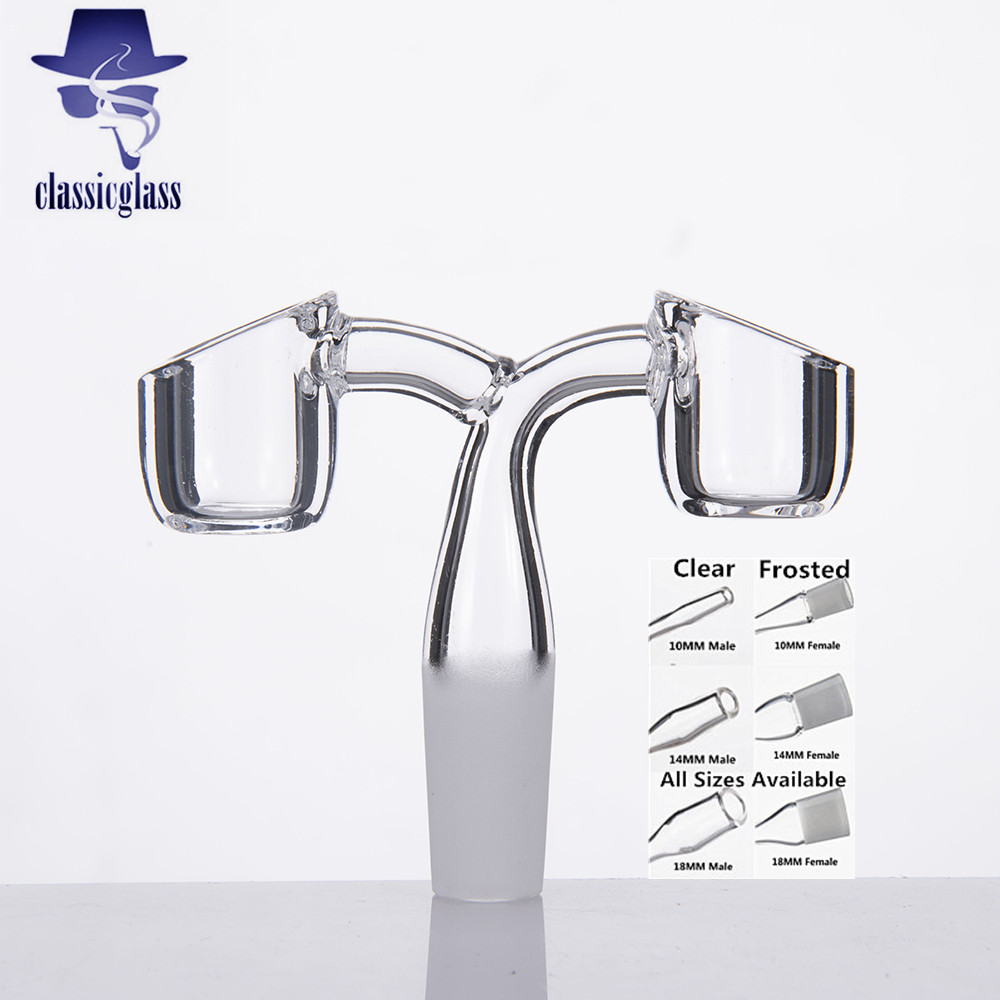 

4mm Dual Banger nail Club smoke Quartz Nails with Double Bowls Twin Bangers Two Side Pocket 21.5mm