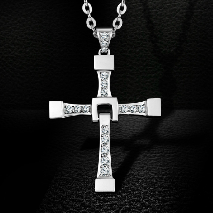 Iced Out Cross Pendant 18k White Gold Filled Mens Pendant Fashion Jewelry Gift-image-391757252
