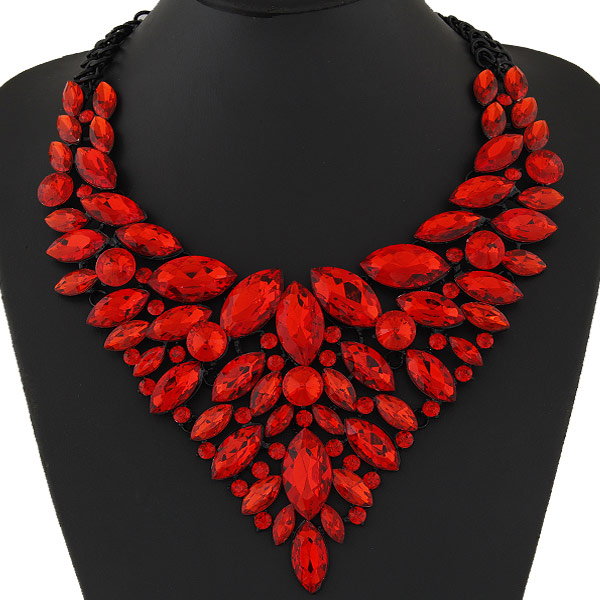 

2020 Big Women Collier Femme Necklaces Pendant Blue Red Yellow Rose Statement Bijoux New Crystal Jewelry Choker Maxi Boho Vintage Jewellry