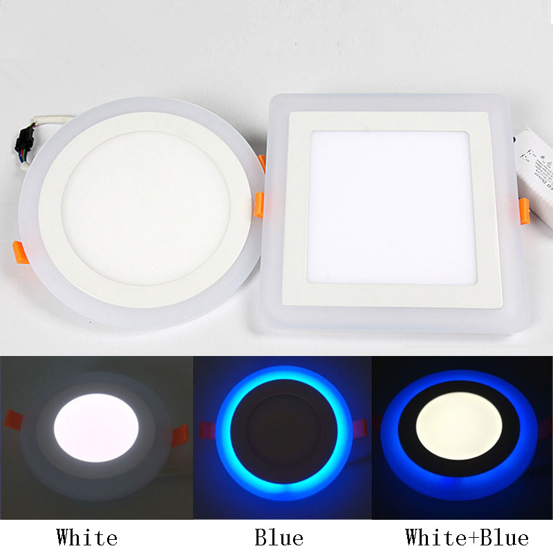 

Round/Square Panel LED Downlight 6W 9W 16W 24W White LED Panel Light Double Color LED Luce Empotradas de techo Interior Lighting DHL