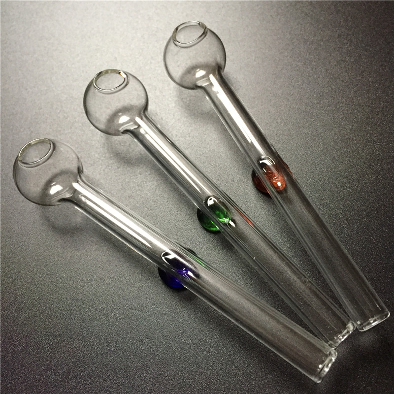 

thick glass oil burner with green blue brown colorful handle 10cm pyrex oil burner hand pipes for smoking