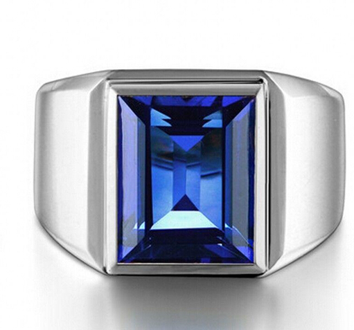 

Wholesale - fine Victoria Wieck Men Fashion Jewelry Solitaire Blue Sapphire 925 Sterling silver Simulated Diamond Wedding Band finger Rings