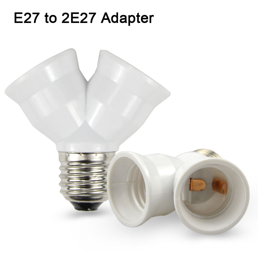 

1Pcs Fireproof Material E27 to 2 E27 lamp Holder Converter Socket Conversion light Bulb Base type 2E27 Y Shape Splitter Adapter