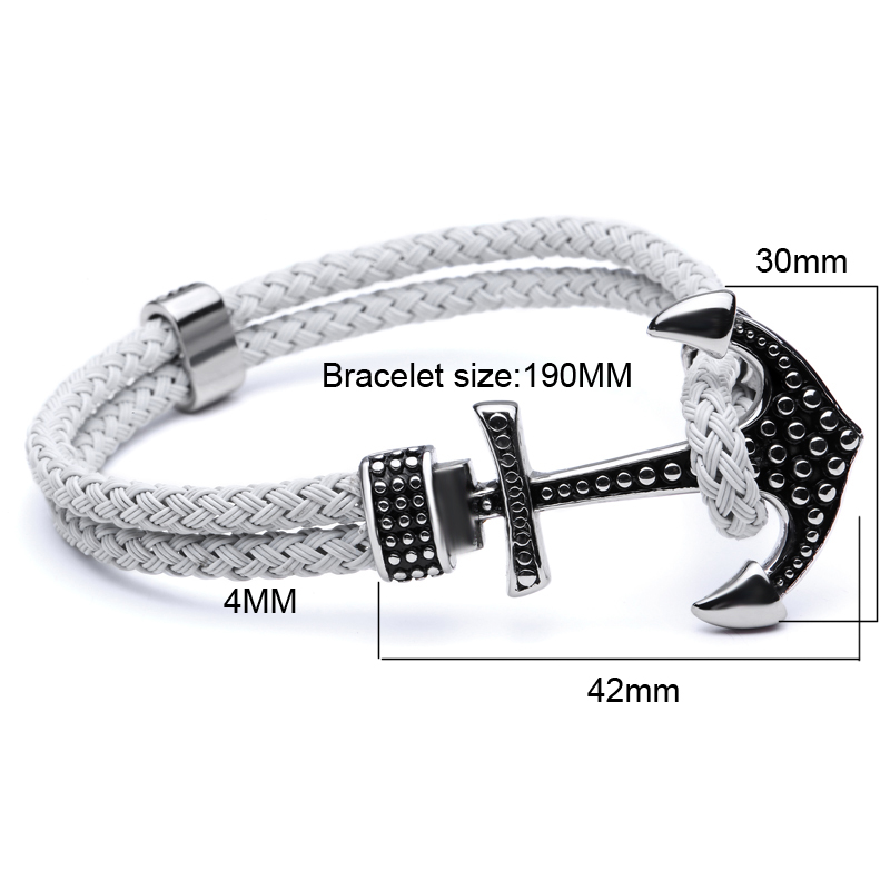 

Wholesale-2020 New Fashion Charm Leather Anchor Bracelets For Men Popular Bangle Titanium Stainless Steel 316 L Bracelets Hooks Bangles