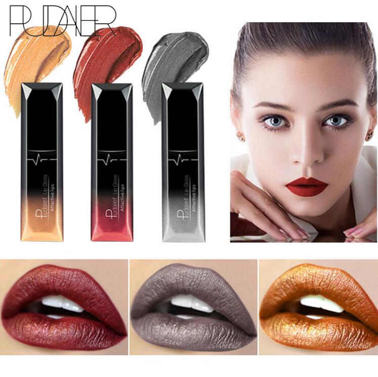 

PUDAIER Waterproof Matte Velvet Glossy Lip Gloss Lipstick Lip Balm Sexy Red Lip Tint 21 Colors Women Fashion Makeup Gift, Mixed color