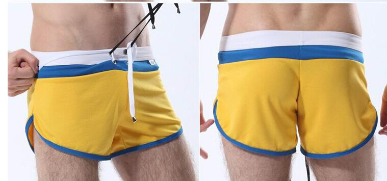 

Brand new Fine men's sexy underpant Arrow's pants 100% Polyester men gym shorts underwear boxers, Yellow