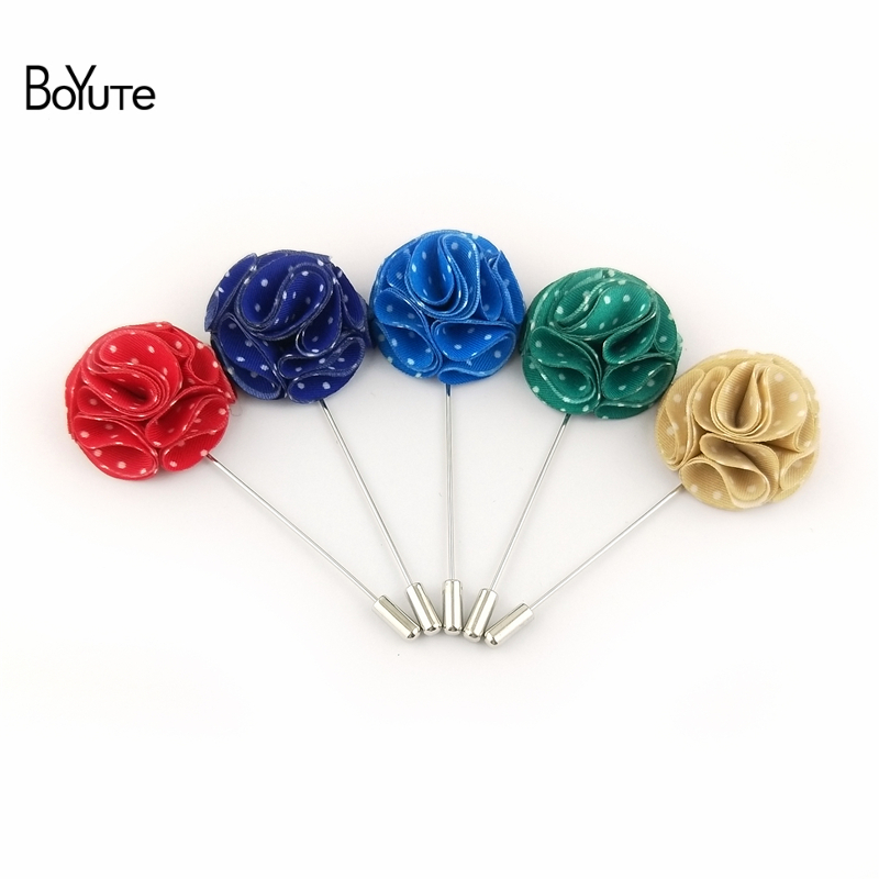 

BoYuTe 10Pcs High Quality Handmade Fabric Flower Lapel Pin Men Wedding Boutonniere Pins and Brooches Fashion Accessories, Gray