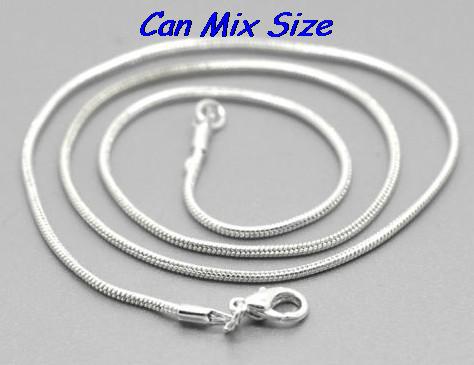 

wedding Wholesale can mix size 18 inch Silver plated Jewelry Link Snake Necklace Chains With Lobster Clasps For Pendant y2425