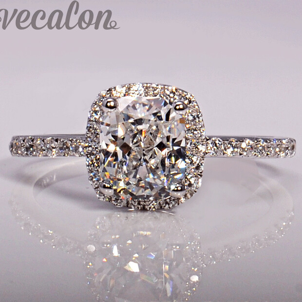 

Vecalon fashion Jewellry Design wedding Band ring for women cushion cut 3ct Diamond 925 Sterling Silver Female Finger ring Gift Size5-12