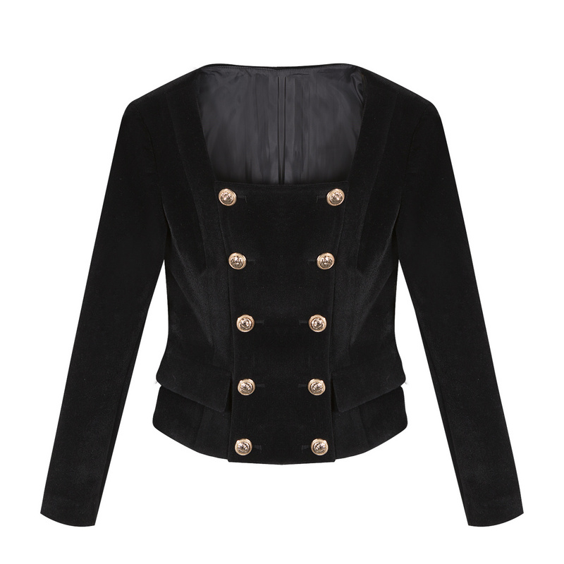 

Wholesale- Free Shipping Women Jackets 2016 Autumn Winter New Arrival Long Sleeve Jacket Black Female, As pic