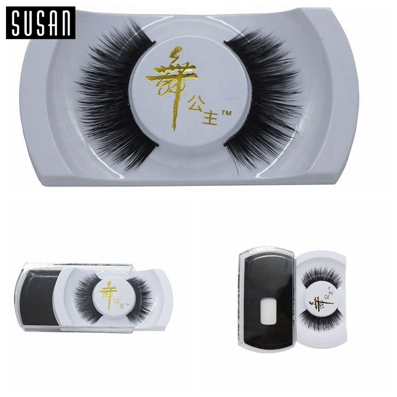

Wholesale-1 Pair Women Lady Real Black Handmade Natural Mink Hair Long Thick Eye Lashes False Eyelashes