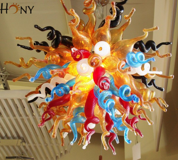 

Free Shipping 110v/120v/220v/240v European Lamp New Multi Color Modern Luxury Hand Blown Glass Chandelier