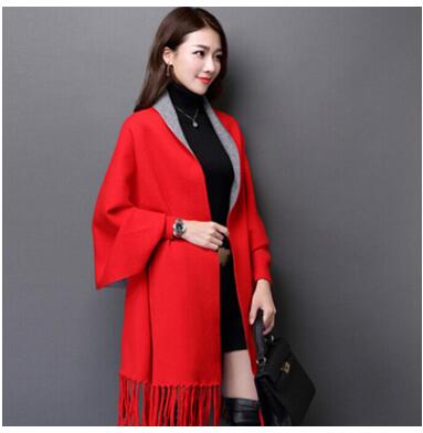 

New autumn and winter double-sided cashmere coat mink cardigan knit scarves fringed cashmere scarf shawl dual color warm factory direct Free