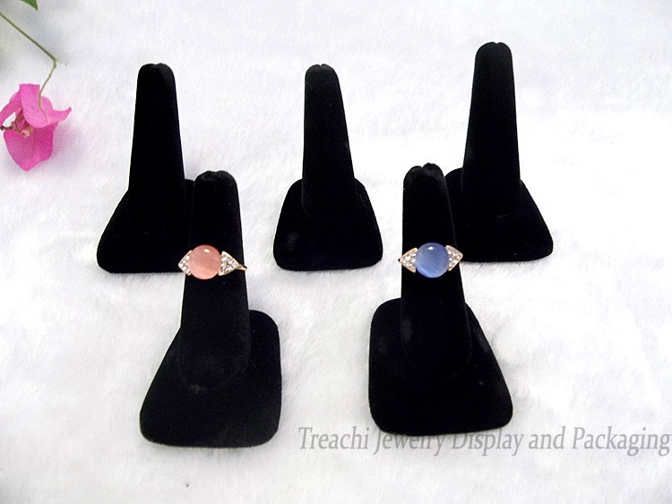 

Wholesale Jewelry Display Cute 5PCS Black Velvet /White Leather Finger Shape Jewellery Ring Stand Holder Rack FREE SHIPPING