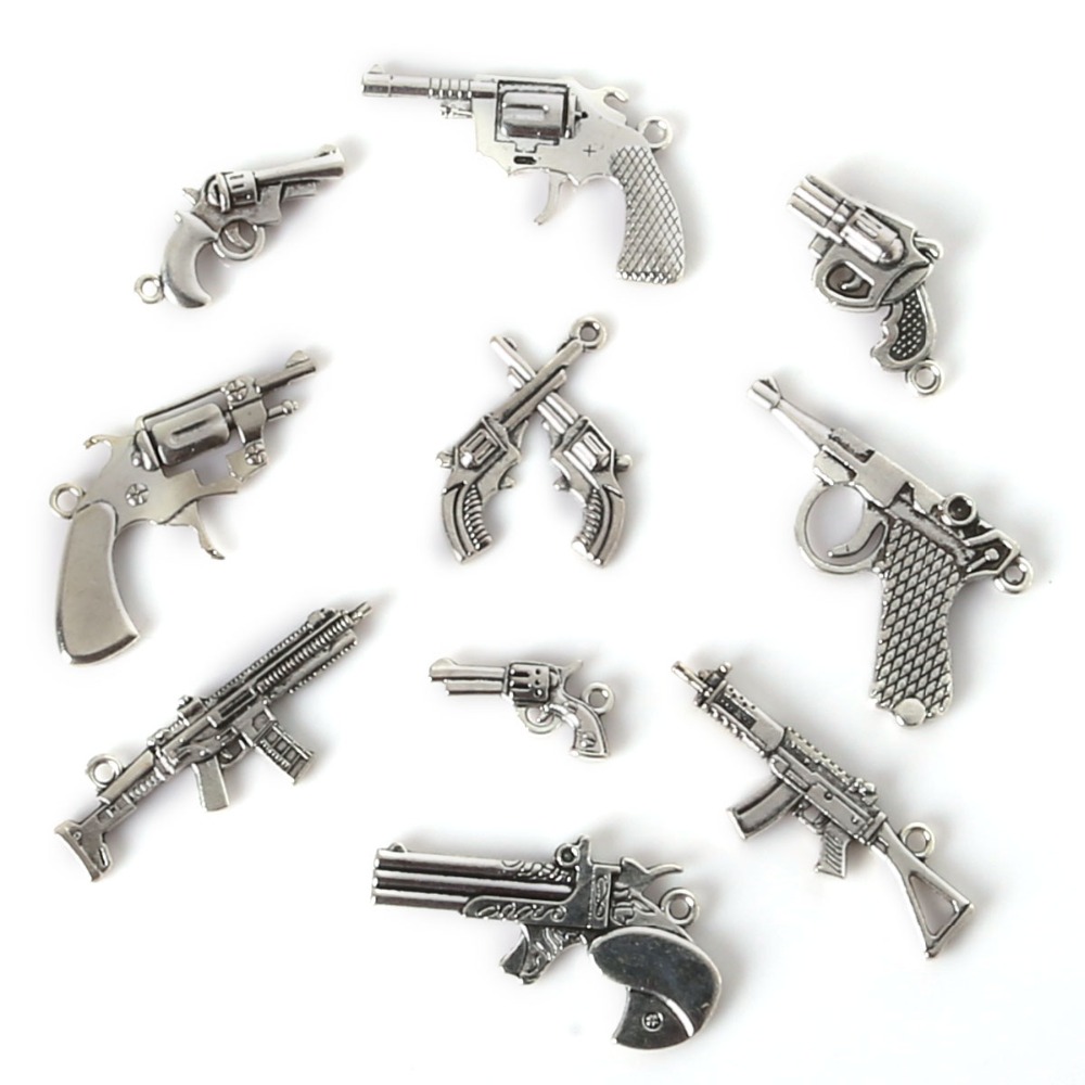 A granel Pistola de 10 Encantos Antiguo Tono Plata G76