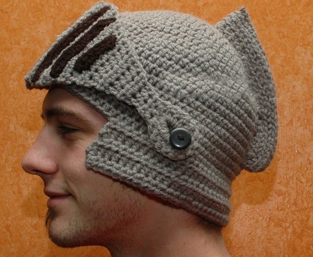 

Wholesale-Unisex Winter Handmade Crochet Knight Hat Beanie Removable knit Cap, Black