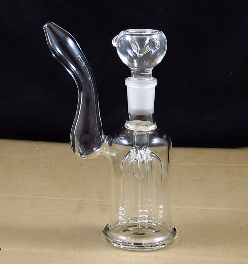 

7 inches New cheap glass MINI bong bubbler smoking water pipe with 5 arm tree perc joint 19MM
