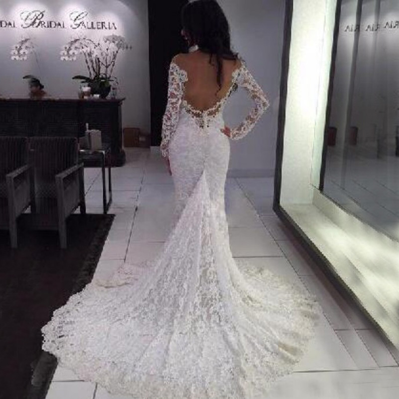 fitted long train wedding dresses