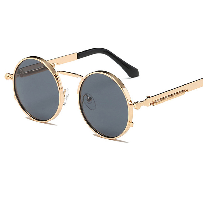

vintage round sunglasses retro steampunk sun glasses women brand designer mirror sunglasses metal frame UV400 L18, White;black
