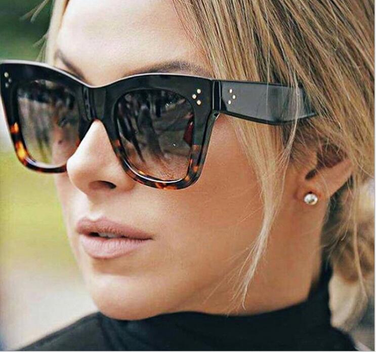 

Ladies Retro Rivet Cat Eye Sunglasses Women Fashion Brand Design Vintage Oversized Big Frame Sun Glasses For Female 10PCS/lot