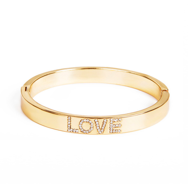 Nouveaux bijoux de mode Love Lettrage Bracelets Sweet Charm Bracelets Gold Design Crystal Bracelets pour femmes 10pcs / Lot
