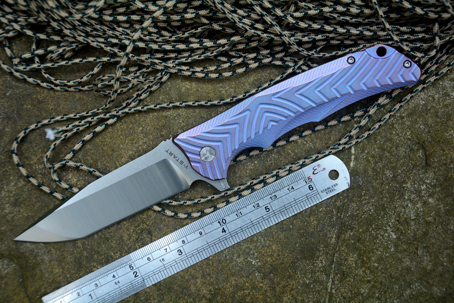 

Y-START New 5012 titanium survival knife VG10 Blade Vacuum heattreatment TC4 Handle Outdoor Camping Hunting Knife EDC Tools