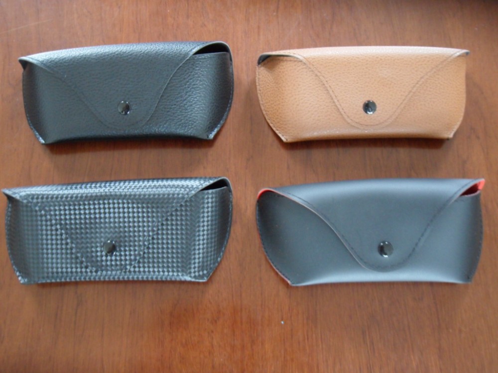 

PU leather sunglass soft pouch with velvet lining button close slip-in case
