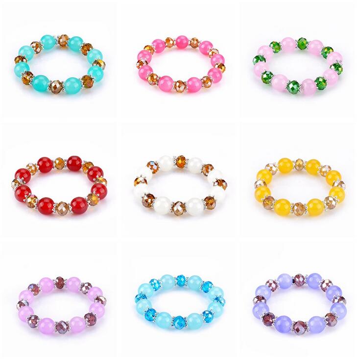 

Best gift Round beads agate crystal handmade beaded accessories bracelet wholesale FB315 mix order 20 pieces a lot Charm Bracelets