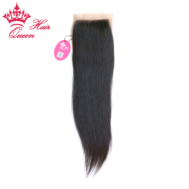 

Queen Hair Products Brazilian Virgin Human Straight Hair Silk Base Closure, Natural color #1b