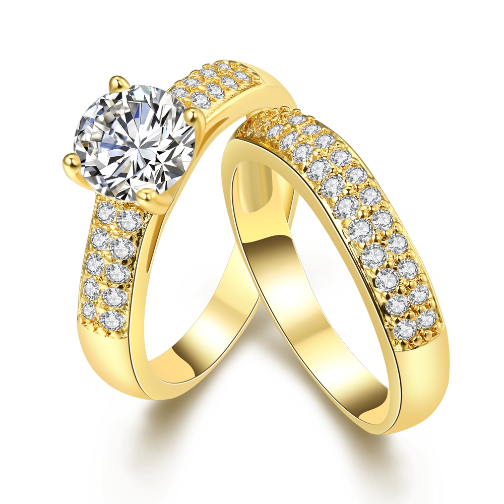 24k gold wedding band sets