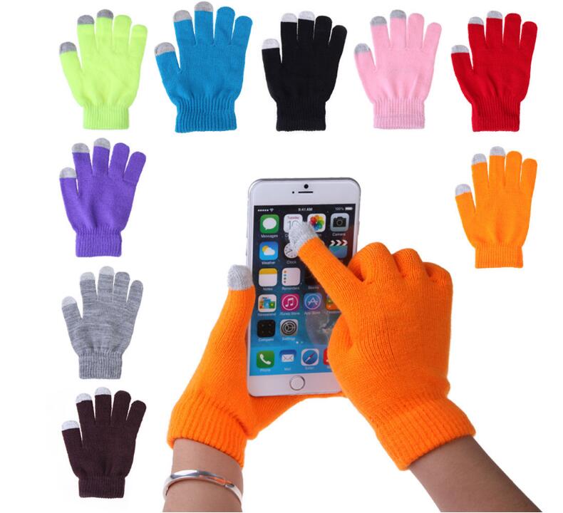 

Hot Women Men Touch Screen Winter Gloves Warm Gloves Solid Color Cotton Warmer Smartphones Driving Glove, As pic
