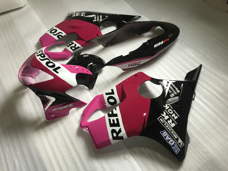 

Injection motorcycle fairing kit for Honda CBR600 F4 1999 2000 pink black body fairings set CBR600F4 99 00, Same as picture