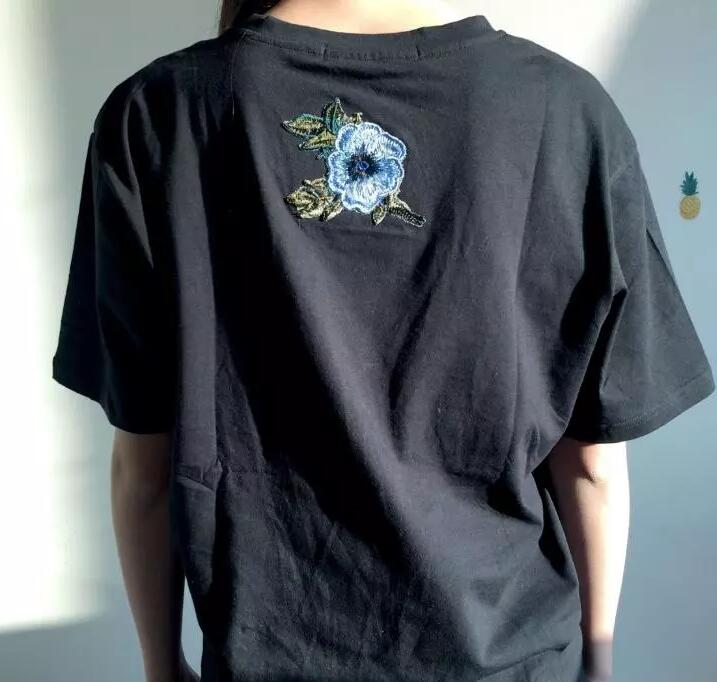 

t shirt Women Couples Clothes Summer Short Sleeve Female Embroidery Rose t-shirt harajuk Tops tee shirt femme, White