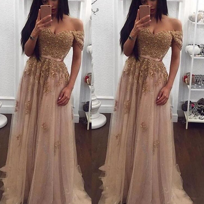

Champagne Gold Applique Beaded Evening Dress Sweetheart A-line Tulle Prom Party Dress Vintage Sweep Train Formal Occasion Wear, Fuchsia