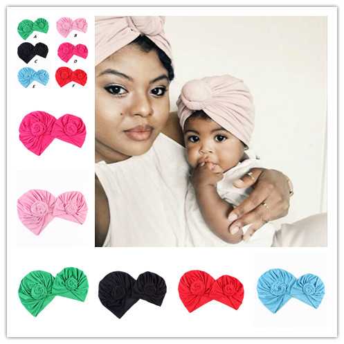 

2017 Baby Girls Boys Soft Turban Knot Hat Toddler Beanies Cap Solid Indian Style Mother Daughter Son Baby Boy Girl skullies Cap, Message color
